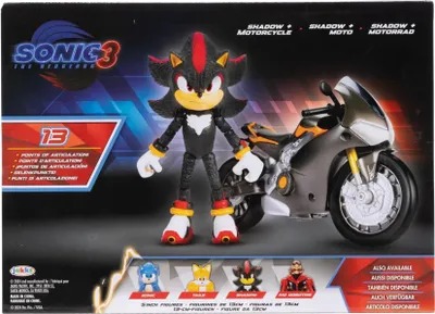 Produktbild von Sonic the Hedgehog 3 SONIC 3 MOVIE Sonic the Hedgehog Shadow-Figur & Motorrad von , offiziell lizenzierter SONIC 3 MOVIE-Sammelartikel, ca. 5” / 12,7 cm groß, Premium-Actionfigur, empfohlen ab 3 Jahren, 3 Jahr(e), Mehrfarbig, Elasthan
