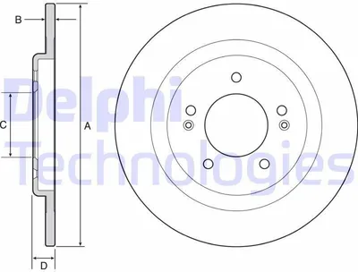Immagine prodotto di 2x disco freno DELPHI BG4563C per HYUNDAI i40 CW (VF) i40 (VF) 25mm 284mm