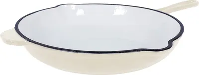 Produktbild von Echtwerk Bratpfanne Gusseisen Emaille-Beschichtung Gusseisenpfanne mit zwei Griffen Creme, Ø 26,5 cm,, Farbe:Creme