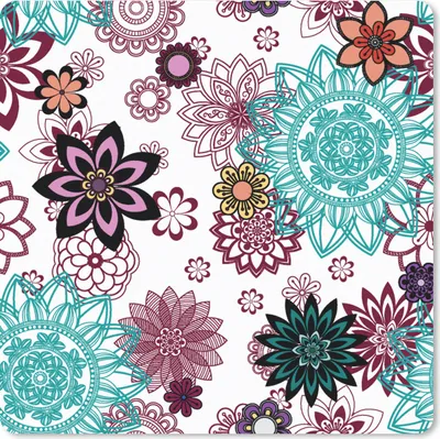 Produktbild von MuchoWow® Mauspad Mousepad Mandala - Blumen - Muster 30x30 cm - Mousepads - Maus Mat - Pad - Mausunterlage - Gaming