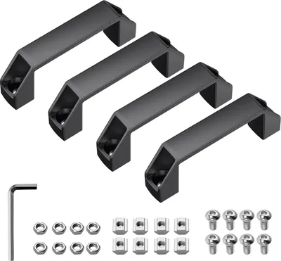 Produktbild von D-förmiger Beugelgriff - Schwarz - Aluminiumlegierung - 4 Stück