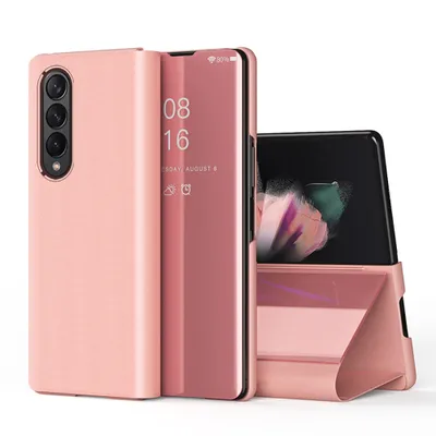 Obrázek produktu pro Pouzdro pro Galaxy Z Fold 3 5G, zrcadlové flipové pouzdro View s funkcí stojánku Růžové zlato