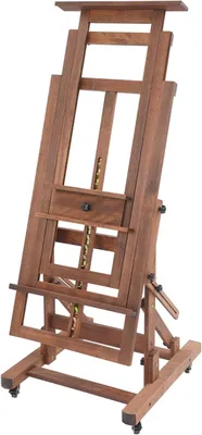 Zdjęcie produktu dla Stojak malarski drewniany, regulowany, 140-300 cm. Duży stojak na kółkach, umożliwiający malowanie w pozycji poziomej i pionowej, idealny do malowania, dla artystów, dorosłych. Udźwig: 10 kg (kolor retro)