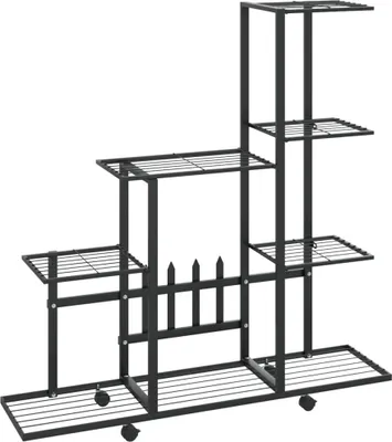 Obrázok produktu pre Stojan na kvety s kolieskami 94,5x25x92,5 cm čierny kovový
