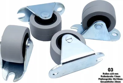 Produktbild von Möbelrollen 03 Transportrollen Kastenrolle Rolle Gummi Gummirolle Ø 24mm