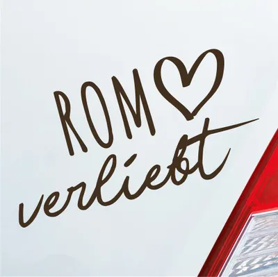 Produktbild von Auto Aufkleber Rom verliebt Herz Stadt Heimat Liebe Car 19x10 cm Braun Sticker Heckscheibenaufkleber