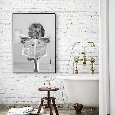 Produktbild von Leinwandbild Schottisches Hochlandrind in Badewanne 70x100cm Schwarz Weiß Rahmenlos