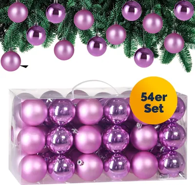 Produktbild von DEUBA® Weihnachtskugeln 54tlg Ø 6cm Kunststoff matt glänzend Christbaumkugeln Christbaumschmuck Anhänger Weihnachtsbaumkugeln Weihnachtsdeko Rosa