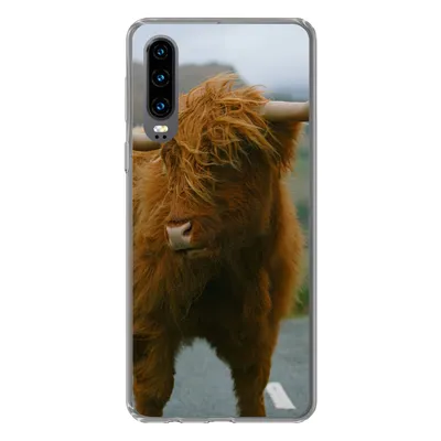 Produktbild von MuchoWow® Handyhülle Schutzhülle Hülle für Huawei P30 Schottischer Highlander - Berg - Straße Silikon Softcase Handy Hülle - Kartenbesitzer