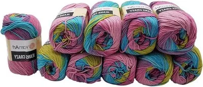 Immagine prodotto di Jeans Wolgaren 10 x 50 g 55% cotone Multicolore Blu Kiwi Rosa Viola