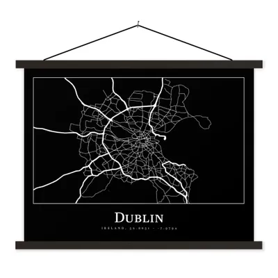 Produktbild von MuchoWow® Textilposter Stadtplan - Dublin - Karte 150x113 cm mit holzfarbenen Rahmen - Poster