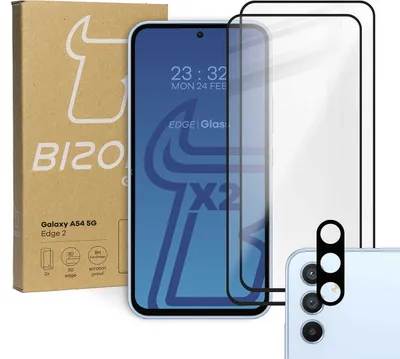 Produktbild von BIZON Edge 2 2x Bildschirmglas + Kameraglas Samsung Galaxy A54 5G