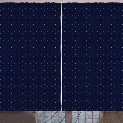 Produktbild von ARANDE Dunkelblau Gardine, Klassisch Retro Vintage Symmetrische Punkte im Dunklen Tönen Muster, 280 x 175 cm, Hellblau und Dunkelblau