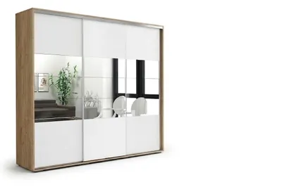 Produktbild von A26 Kleiderschrank - Sonoma, Lacobel Weiß - 250 x 62 x 215 cm