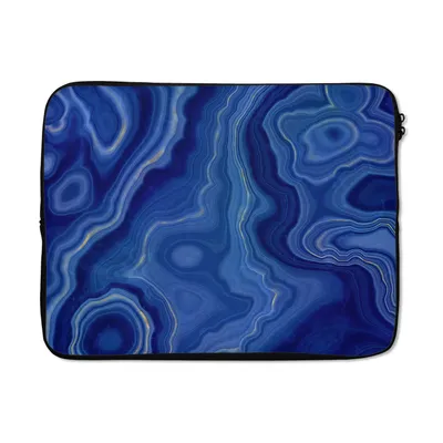 Produktbild von MuchoWow® Laptop Hülle 17 Zoll Laptoptasche Blau - Achat - Steine - Zipper - Schutzabdeckung