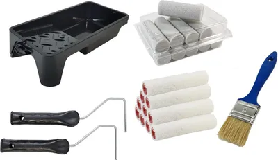 Produktbild von Profi Set Lackierwalzen Lackierroller Lackwanne Steckbügel Fellwalze Pinsel 25 tlg