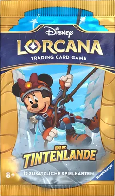 A booster pack for the Disney Lorcana Trading Card Game, featuring Minnie Mouse in climbing gear.