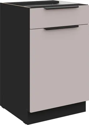 Produktbild von Küchen Unterschrank 50 cm Küche ARONA Kaschmir beige matt + Schwarz matt Küchenzeile Küchenblock Küche Einbauküche