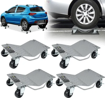 Produktbild von LZQ 4 kusy Pomůcka pro manévrování s automobily 500 kg Manévrovací zvedák Manévrovací válečkový zvedák s 360° otočnými kolečky Pojízdná plošina na pneumatiky, stříbrná barva