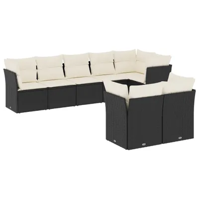 Produktbild von vidaXL 8-tlg. Garten-Sofagarnitur mit Kissen Schwarz Poly Rattan