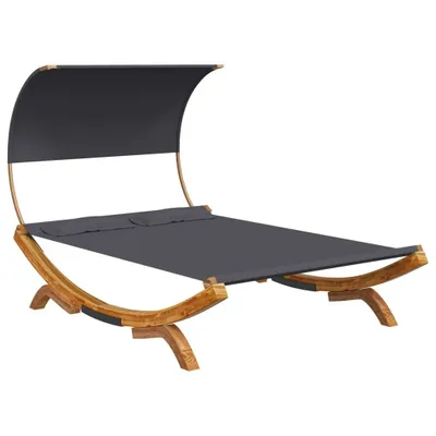 Produktbild von Sonnenliege mit Dach 165x203x126 cm Bugholz Massiv Anthrazit