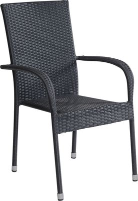 Stapelstuhl Balkonstuhl Oslo Armlehnstuhl Gartenstuhl Polyrattan schwarz