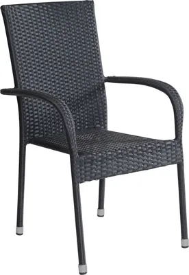 Produktbild von Stapelstuhl Balkonstuhl Oslo Armlehnstuhl Gartenstuhl Polyrattan schwarz