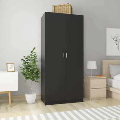 Produktbild von vidaXL Kleiderschrank Schwarz 90x52x200 cm Holzwerkstoff