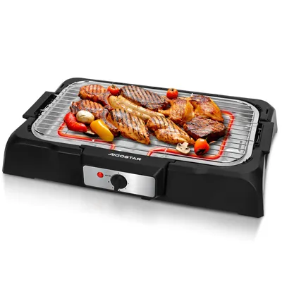 Produktbild von Aigostar - Rauchfreier Tischgrill Barbecue Elektrogrill Elektrischer, Antihaftbeschichtete Grillfläche , Abnehmbarer Fettauffangschale, 2000W