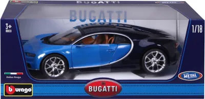 Image de Bburago 18-11040 - Modèle réduit - Bugatti Chiron (noir-bleu, échelle 1:18)