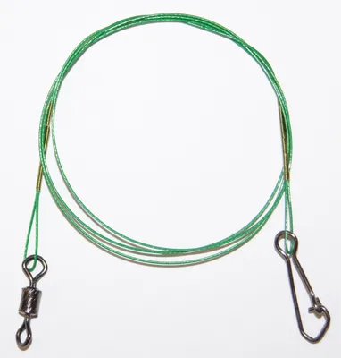 Produktbild von Behr Stahlvorfach grün 7kg 50cm mit Wirbel - nylonummantelt 1x7