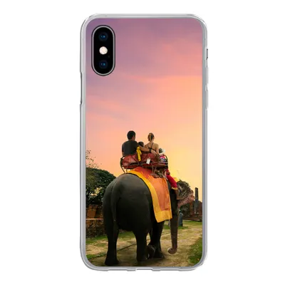 Produktbild von MuchoWow® Handyhülle Schutzhülle Hülle für iPhone X Elefant - Tiere - Dorf - Natur Silikon Softcase Handy Hülle - Handyhülle