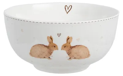 Obrázok produktu pre Misa na polievku Clayre & Eef 500 ml bielo-hnedý porcelánový králik