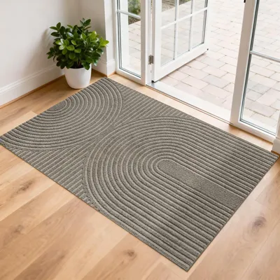 Image de Paillasson intérieur/extérieur, beige, 80x120 cm, antidérapant, découpable, lavable, absorbant