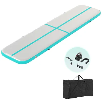 Produktbild von Crenex 400×100×10 cm Aufblasbar Turnmatte Air Matte Track Gymnastikmatte Tumbling mit Elektropumpe grün