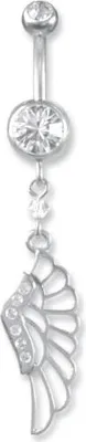 Produktbild von Bauchnabel Piercing Banana Weiss Stahl Rhodiniert Dangle SBC.69