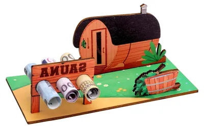 Produktbild von 3D Geldgeschenk Sauna Holz Deko, kreative Wellness Geschenkverpackung mit Platz für 3 Geldscheine, Sauna Spa Dekoration für Geburtstag, Hochzeit, Vatertag und Valentinstag