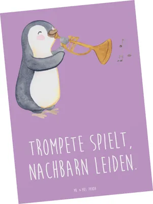 Produktbild von Mr. & Mrs. Panda Postkarte Trompete Freude - Lavendeltraum - Geschenk, kunstkarte, jazzig, Nachbarschaft, Ansichtskarten, Musiker, Ansichtskarte, Postkarten, Grußkarte