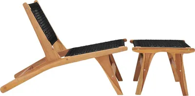 Produktbild von vidaXL Sonnenliege mit Fußablage Massivholz Teak und Seil