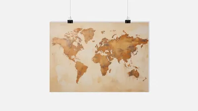 Zdjęcie produktu dla Plakat Mapa Świata - Plakat Podróżniczy - Plakat Odkrywcy - 91x61cm - Idealny do oprawienia w ramkę