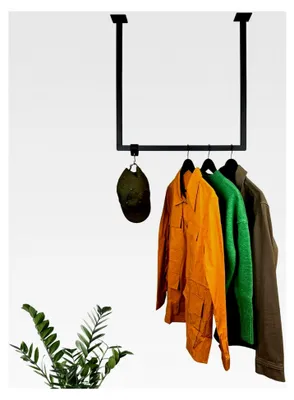 Produktbild von Kleiderstange Garderobe im Industrie Design U-Form für Deckenmontage | Breite 50 cm x Höhe 70 cm | Garderobenstange für Ankleidezimmer und begehbaren Kleiderschrank