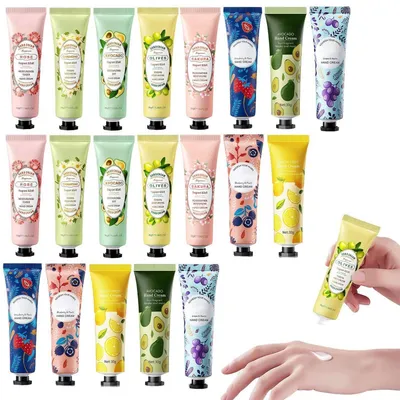 Obrázek produktu pro Sada krémů na ruce, 20 kusů, celková hmotnost 600 g. Dárková sada pro suché ruce. Hydratační krémy s různými vůněmi
