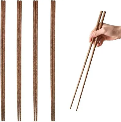Produktbild von Lange Essstäbchen aus Holz – 4 Paar – 38 cm