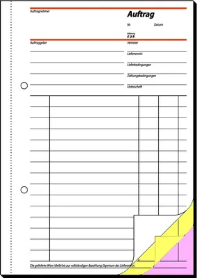 Produktbild von Formularbuch Auftrag A5 3s40 Blatt selbstdurchschreibend Packung mit 5 Stück