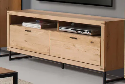 Produktbild von TV-Lowboard Eiche bianco teilmassiv 138 cm SERRA