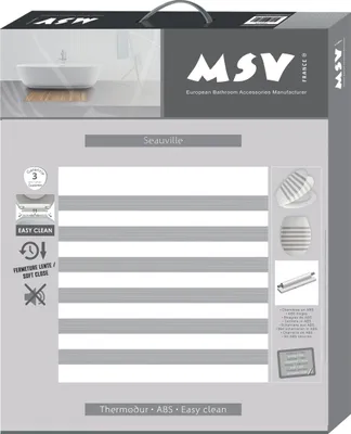 Immagine prodotto di MSV Design Sedile per WC, meccanismo di abbassamento automatico, Fast Fix/fissaggio rapido, fissaggio a pulsante, sedile per WC Coperchio per WC "Seauville" grigio/bianco