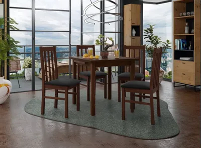 Immagine prodotto di Tavolo da pranzo allungabile 80 cm con 4 sedie ADELBITE 4 - noce / nero