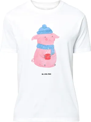Produktbild von Mr. & Mrs. Panda Größe L T-Shirt Schweinchen Glühwein - Weiß - Geschenk, mit Spruch, Betrunken, Shirt, Tshirt, Weihnachten, Weihnachtsmarkt