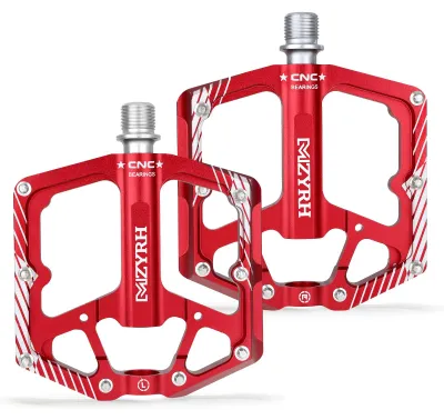 Immagine prodotto di Pedali per bicicletta da 9/16 di pollice, in lega di alluminio, con 3 cuscinetti, colore rosso, per mountain bike