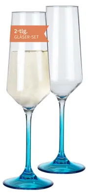 Champagnerglas-Set 2er 280 ml Polycarbonat unzerbrechlich blau